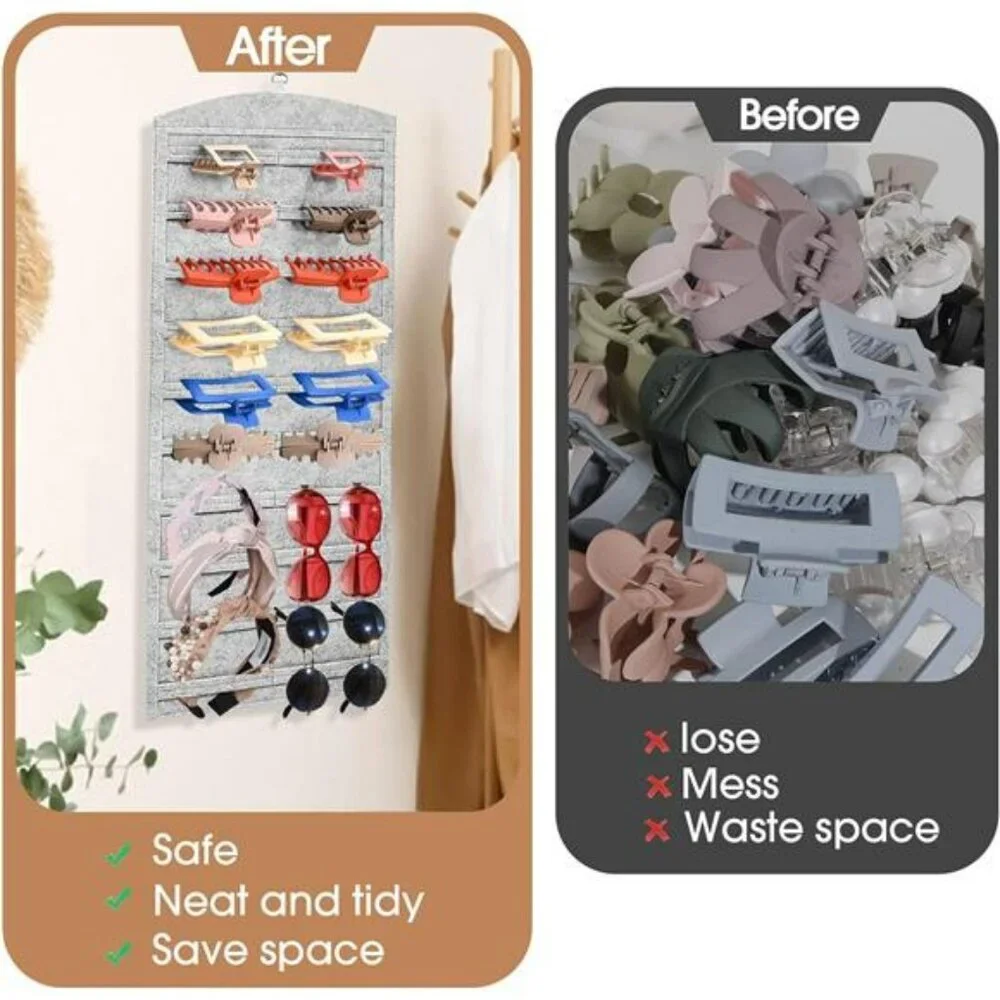 Double Sided Hair Clip Organizer Hanging Claw Clip Holder Storage with 40 Slots